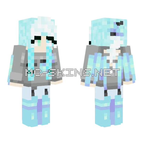 Ice Draco Girl Minecraft skin, front and back