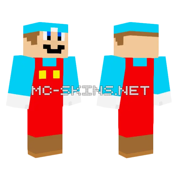Ice Mario Minecraft skin, front and back