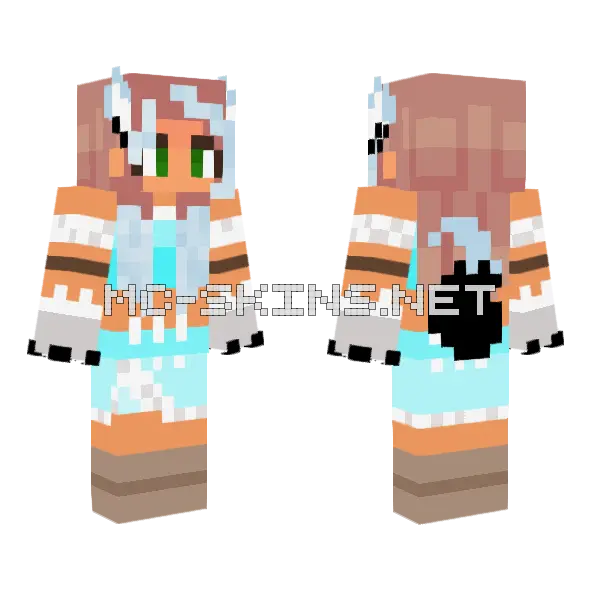 Ice Werewolf Girl Minecraft skin, front and back