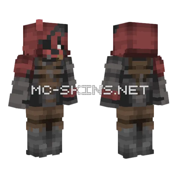 Ignited Foxy TJOC Minecraft skin, front and back
