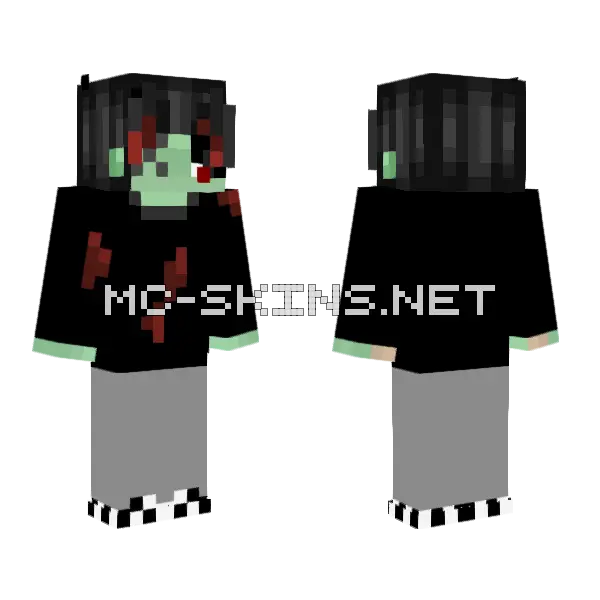 Iidax Zombie Minecraft skin, front and back