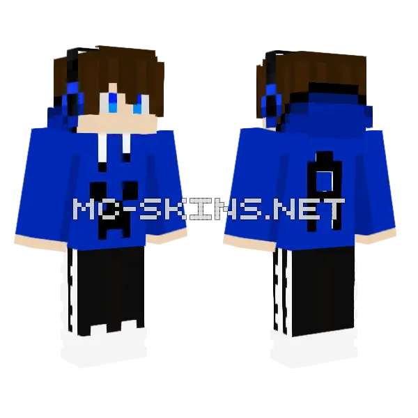 Improved Blue Gamer 2.0 Minecraft skin, front and back