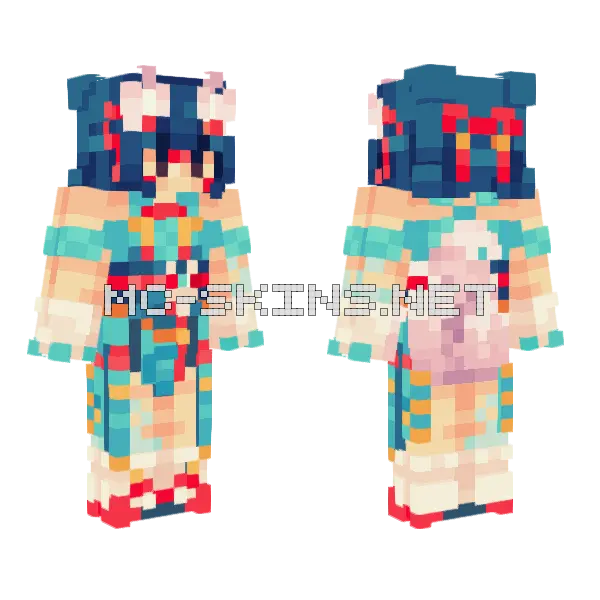 Inari Kiriko Overwatch Minecraft skin, front and back
