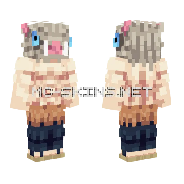 Inosuke Hashibira Minecraft skin, front and back