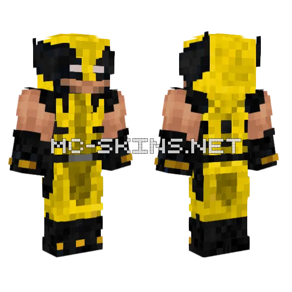 Insomniac Wolverine Battle Suit Minecraft skin, front and back
