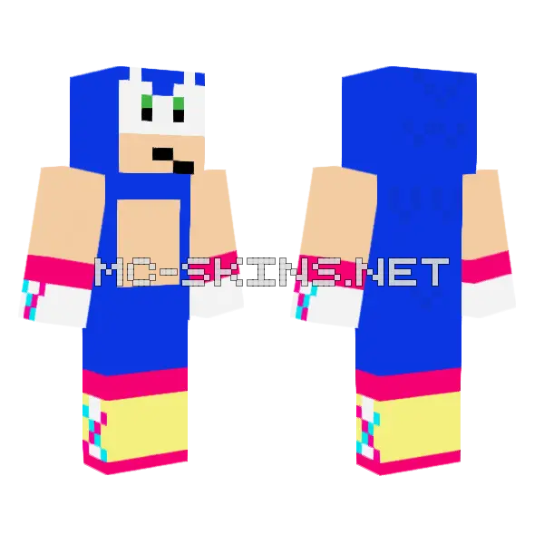 Inugami Korone Sonic Minecraft skin, front and back