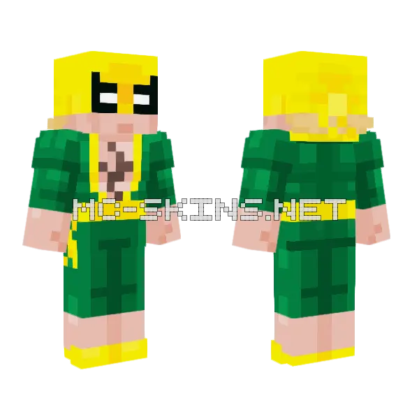 Iron Fist Marvel Comics Minecraft skin, front and back