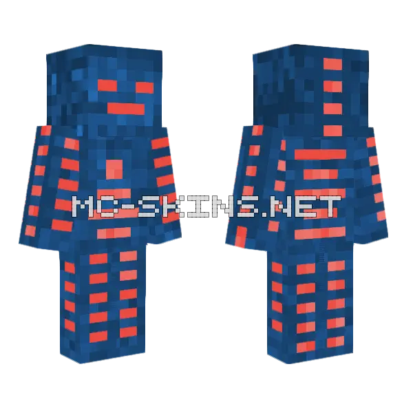 Iron Man Blue Armor Minecraft skin, front and back