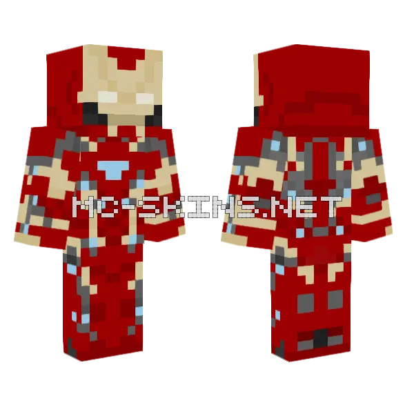 Iron Man Mark 46 Minecraft skin, front and back