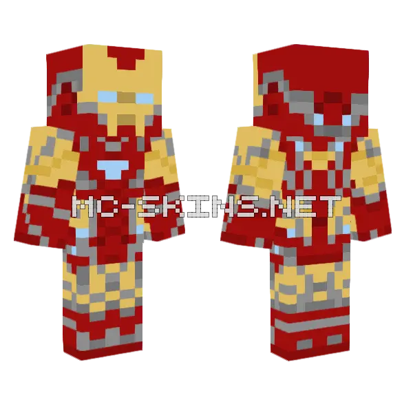 Iron Man Mark 85 Endgame Minecraft skin, front and back