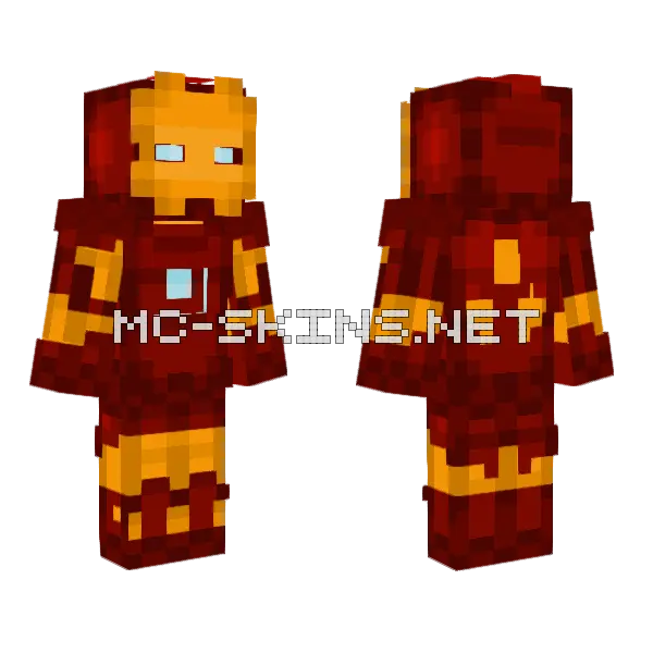 Iron Man Mark III Minecraft skin, front and back