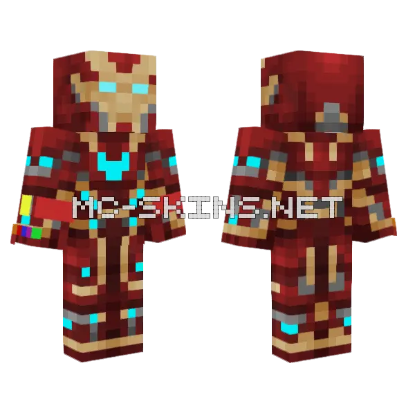 Iron Man Suit Minecraft skin, front and back