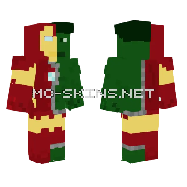 Iron Man X Hulk Minecraft skin, front and back