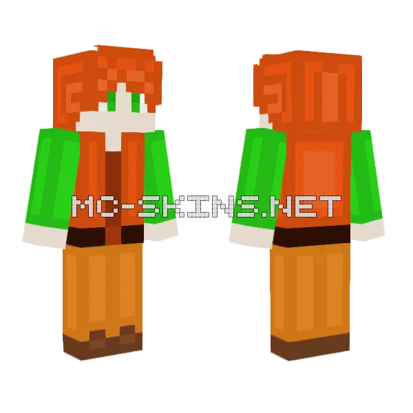 Iscrtctyccs Orange Fox Minecraft skin, front and back