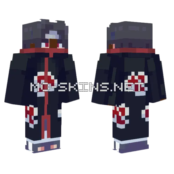 Itachi But Black Minecraft skin, front and back