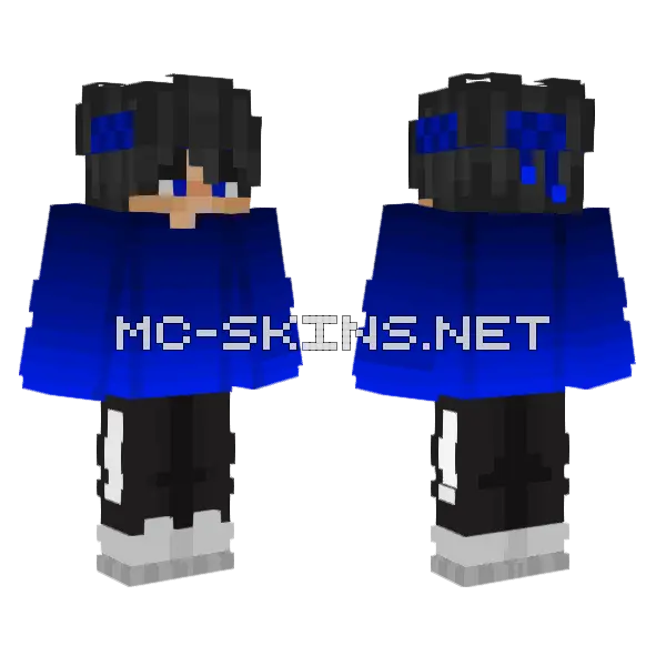 Itzmirzeon Blue Hoodie Minecraft skin, front and back