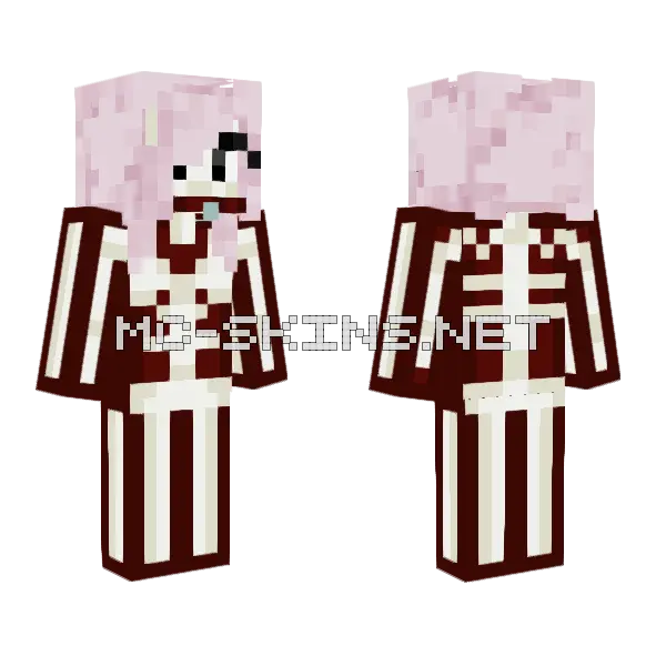 Ix64akil Pink Hair Minecraft skin, front and back