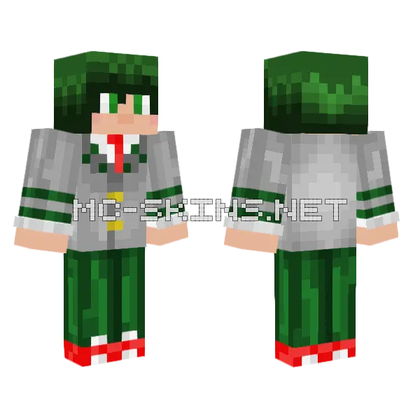 Izuku Midoriya UA Uniform Minecraft skin, front and back