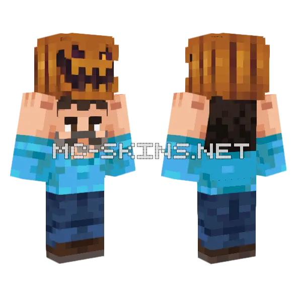Jack Black Holding Jack O Lantern Minecraft skin, front and back
