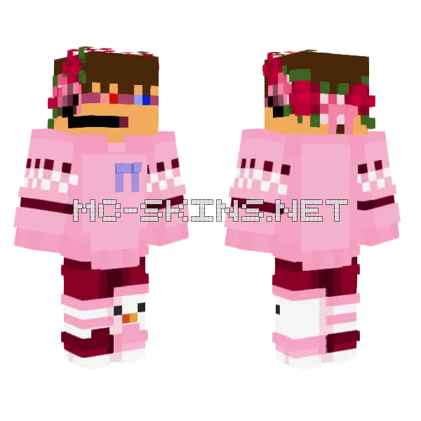 Jack Manifold Pink Presents Minecraft skin, front and back