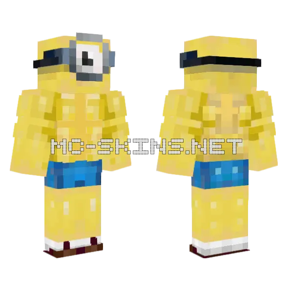 Jacked Minion Minecraft skin, front and back