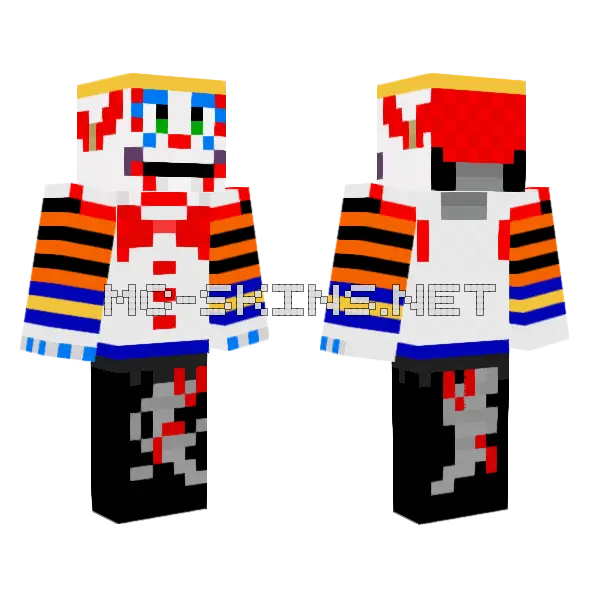 Jackie FNAF Clown Minecraft skin, front and back