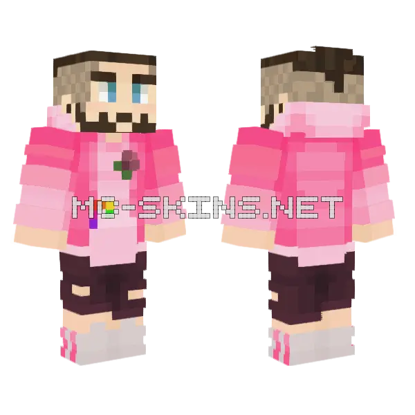 Jacksepticeye Pink Parrots Minecraft skin, front and back