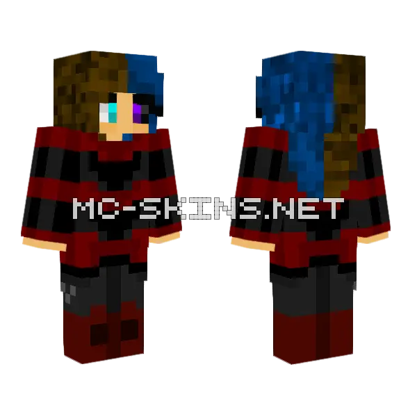 Jade Red And Black Sweater Minecraft skin, front and back