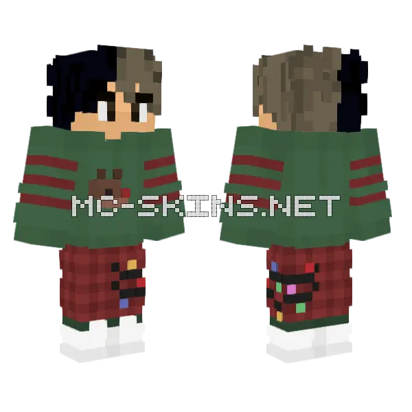Jav Navidad Christmas Sweater Minecraft skin, front and back