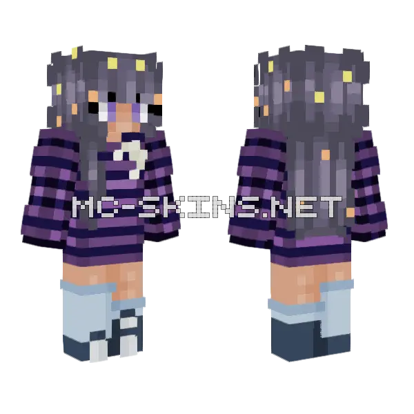 Jellybean20008 Purple Outfit Minecraft skin, front and back