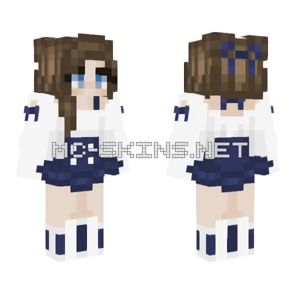 Jess Cute Blue Dress Minecraft skin, front and back