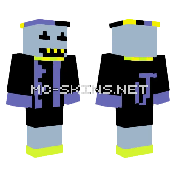 Jevil Minecraft skin, front and back