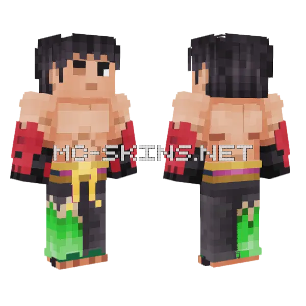 Jin Kazama Green Minecraft skin, front and back