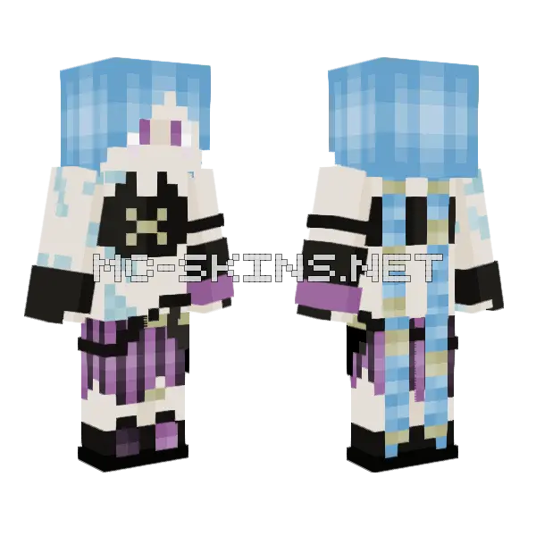 Jinx Arcane Minecraft skin, front and back