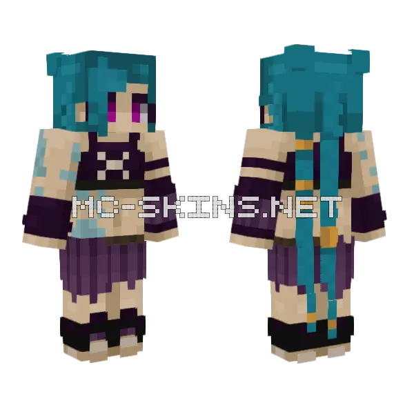 Jinx II Minecraft skin, front and back