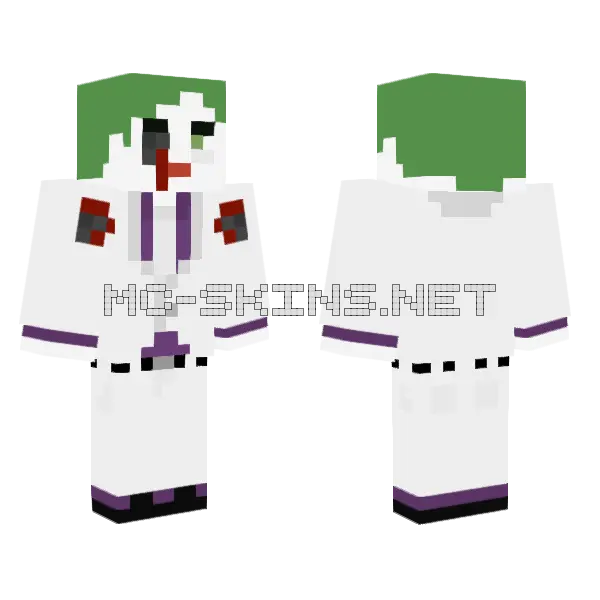Joker With Batarang Eyeball Minecraft skin, front and back