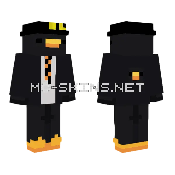 Jotaro Hat Suit Pengu Minecraft skin, front and back