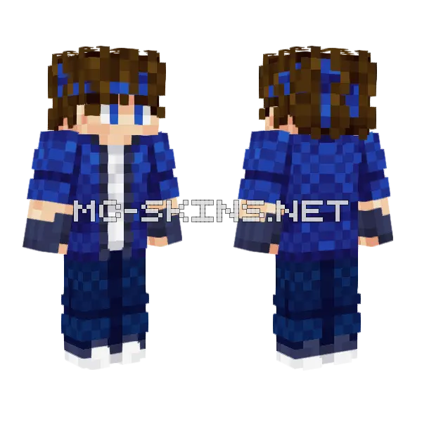 Jrowyt Blue Jacket Minecraft skin, front and back