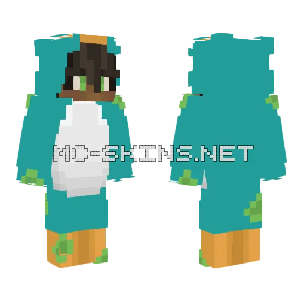 Kai S Club Penguin Teal Minecraft skin, front and back