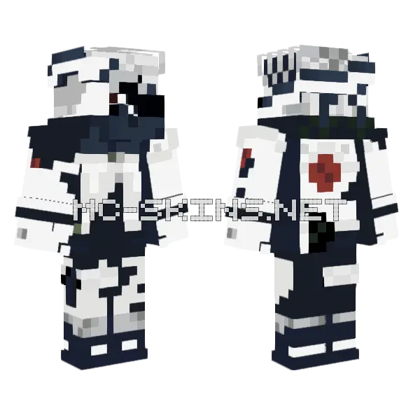 Kakashi Black And White Minecraft skin, front and back