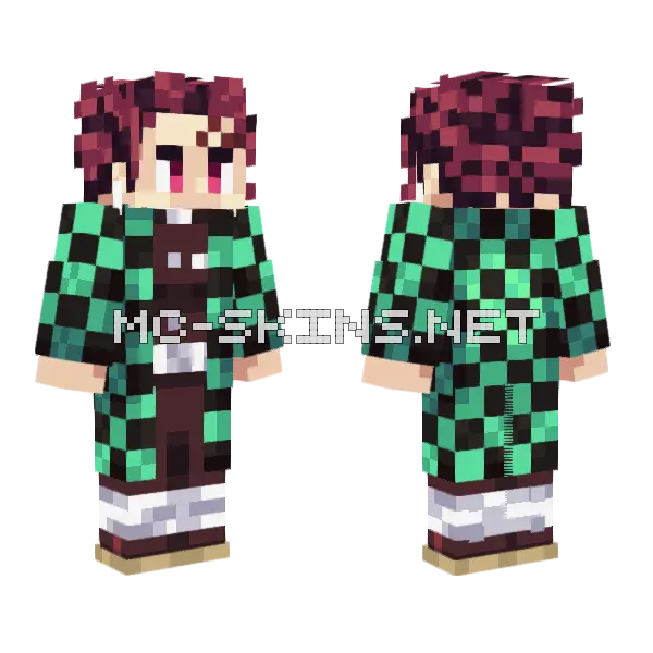 Kamado Tanjiro 2025 Minecraft skin, front and back