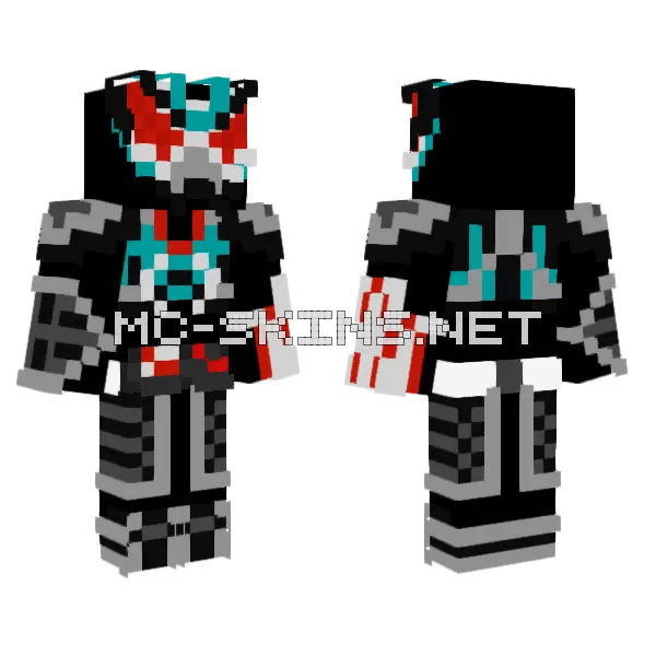 Kamen Rider Glitch Medic Upgrade Minecraft skin, front and back