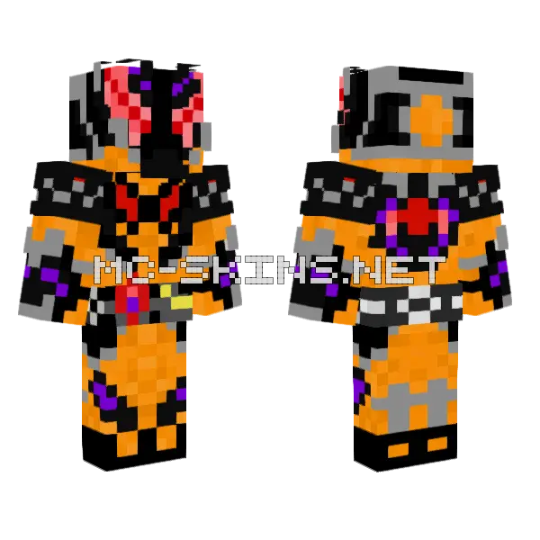 Kamen Rider Oma Max Magma Minecraft skin, front and back