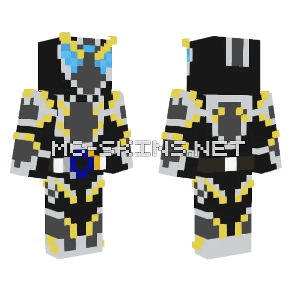 Kamen Rider Solaris Minecraft skin, front and back