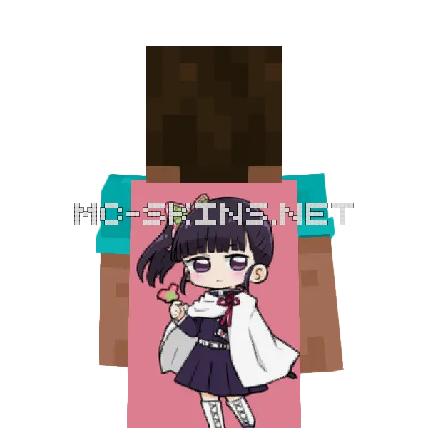 Kanao Tsuyuri Chibi Minecraft cape worn on a player