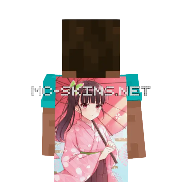 Kanao Tsuyuri Kimono Minecraft cape worn on a player
