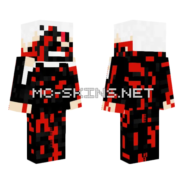 Kaneki Blood All Over Minecraft skin, front and back