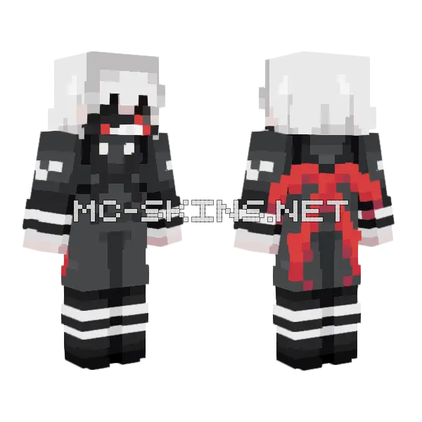 Kaneki Ken Hoodie Minecraft skin, front and back