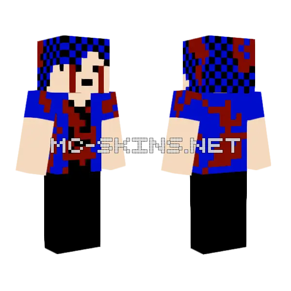 Kanl Blue And Red Minecraft skin, front and back