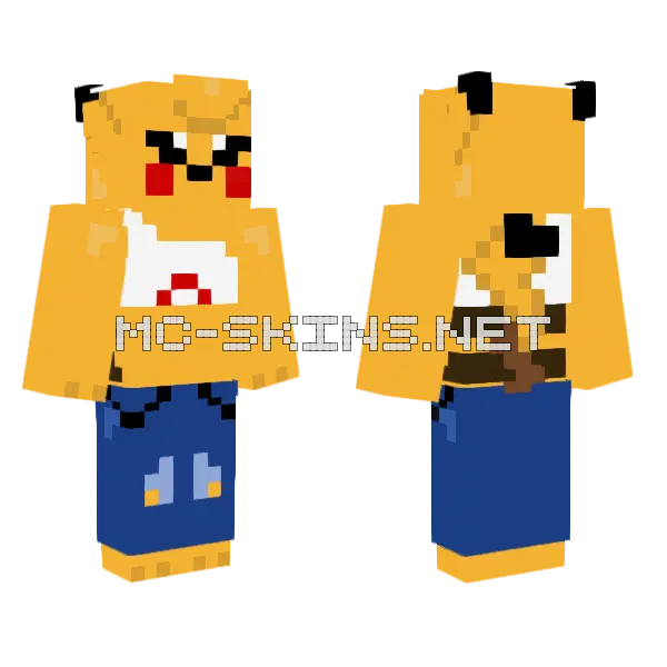 Kanna The Pikachu Minecraft skin, front and back